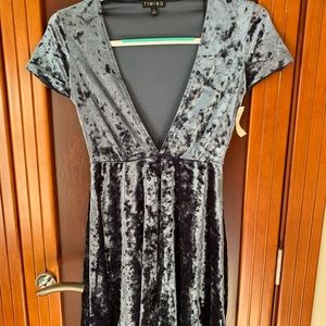 Deep Plunge Velvet skater Mini Dress, with tags